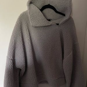 Express furry hoodie with asymmetrical zipper size L